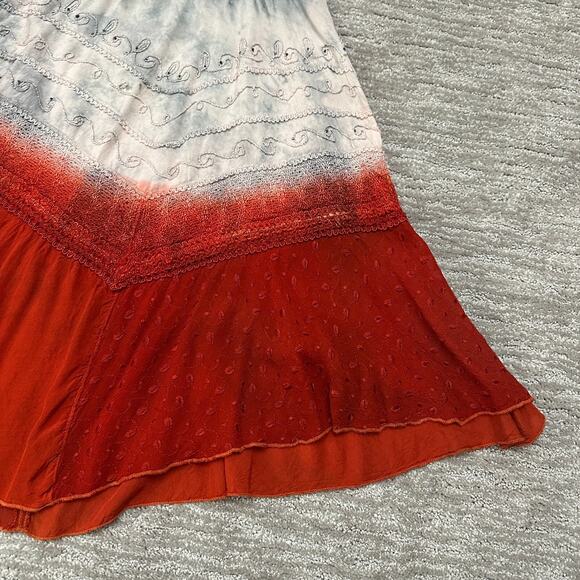 Vintage Dress Womens S Red Black Tie Dye Festival Boho Fairy Halter Y2K 90s - Picture 6 of 16